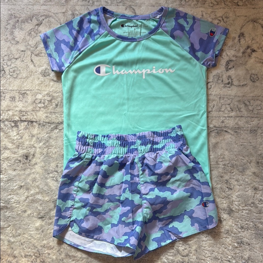 Champion Little Girls (5)  Purple Camo Kids' Activewear Set